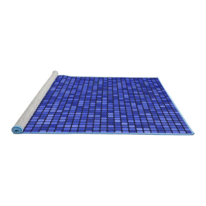 Sideview of Machine Washable Transitional Blue Rug, wshpat3377blu