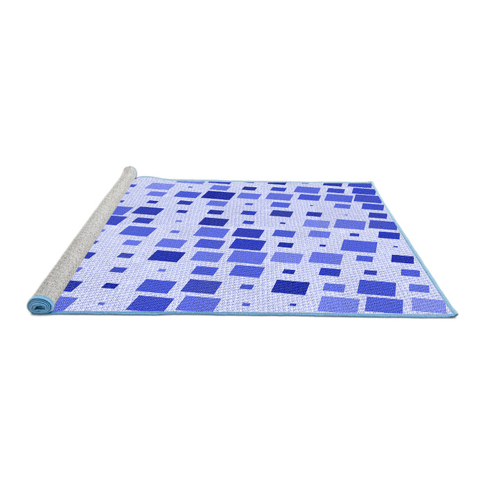 Sideview of Machine Washable Transitional Blue Rug, wshpat3380blu
