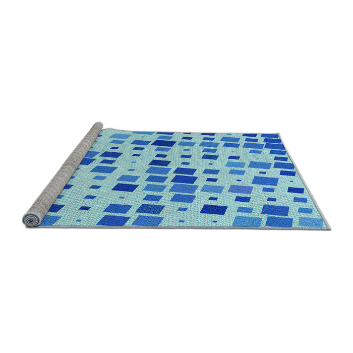Sideview of Machine Washable Transitional Blue Rug, wshpat3380lblu