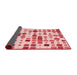 Thickness of Patterned Light Red Pink Rug, pat3380rd