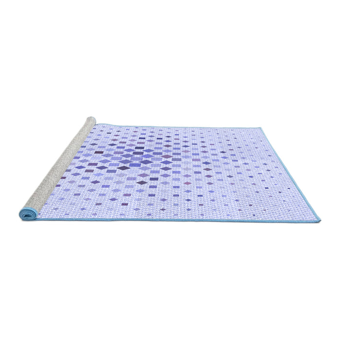 Sideview of Machine Washable Transitional Lavender Blue Rug, wshpat3381blu