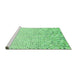 Sideview of Machine Washable Transitional Green Rug, wshpat3382grn