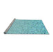 Sideview of Machine Washable Transitional Diamond Blue Rug, wshpat3382lblu