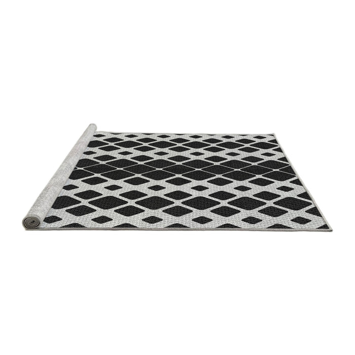 Sideview of Machine Washable Transitional Platinum Silver Gray Rug, wshpat3385gry