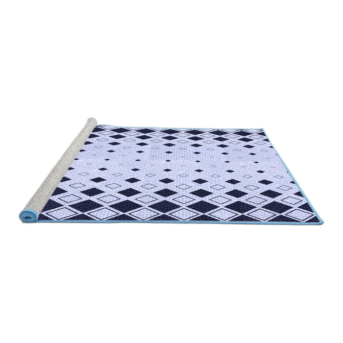 Sideview of Machine Washable Transitional Lavender Blue Rug, wshpat3387blu