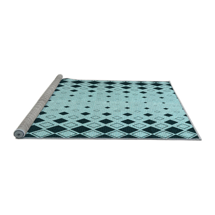 Sideview of Machine Washable Transitional Aquamarine Stone Green Rug, wshpat3387lblu