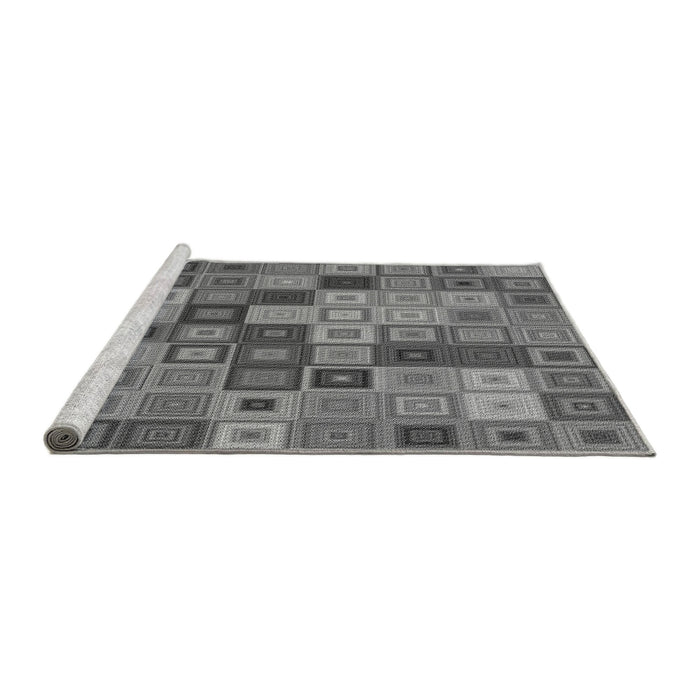 Sideview of Machine Washable Transitional Grey Gray Rug, wshpat3390gry