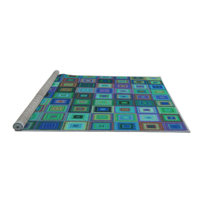 Sideview of Machine Washable Transitional Azure Blue Rug, wshpat3390lblu