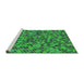 Sideview of Machine Washable Transitional Forest Green Rug, wshpat3393grn