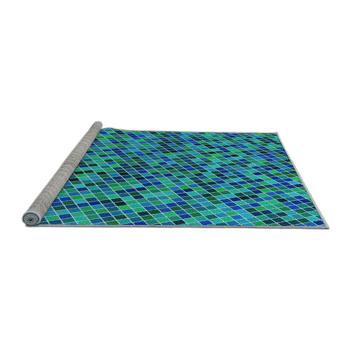 Sideview of Machine Washable Transitional Blue Rug, wshpat3393lblu