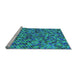 Sideview of Machine Washable Transitional Blue Rug, wshpat3393lblu