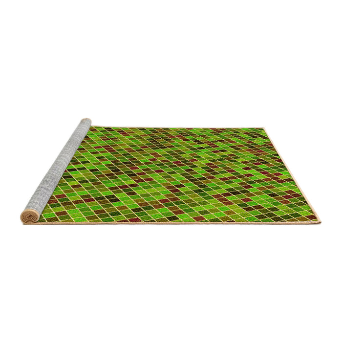 Sideview of Machine Washable Transitional Green Rug, wshpat3393yw