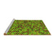 Sideview of Machine Washable Transitional Green Rug, wshpat3393yw