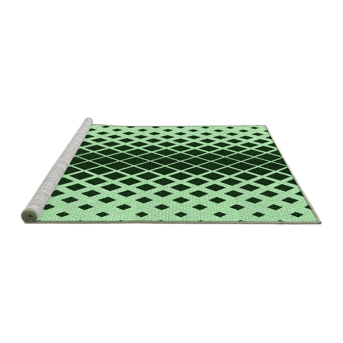 Sideview of Machine Washable Transitional Deep Emerald Green Rug, wshpat3396grn