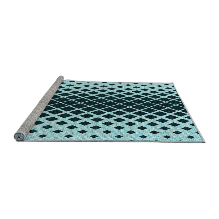 Sideview of Machine Washable Transitional Deep-Sea Blue Rug, wshpat3396lblu