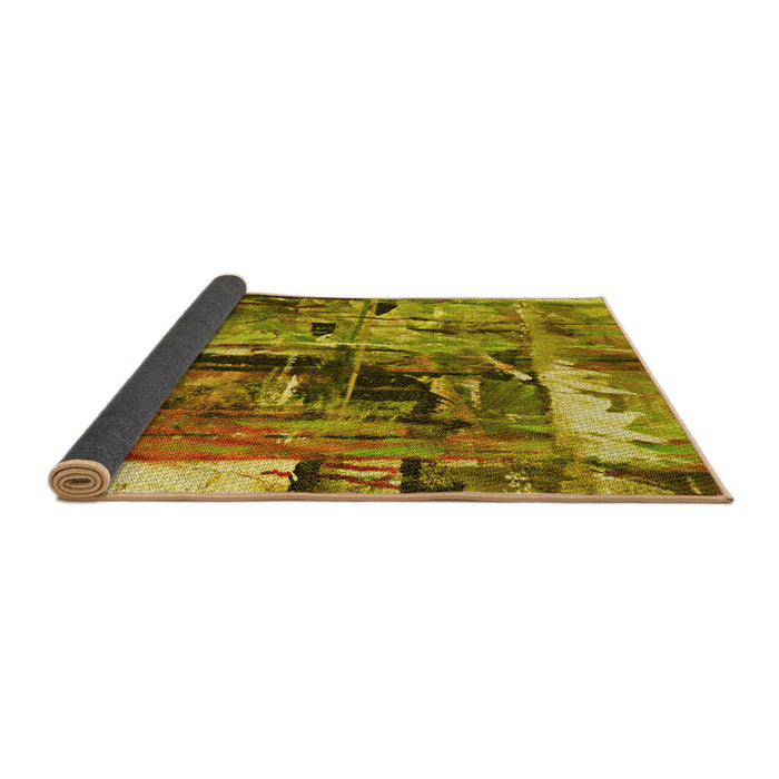 Thickness of Patterned Dark Bronze Brown Rug, pat34yw