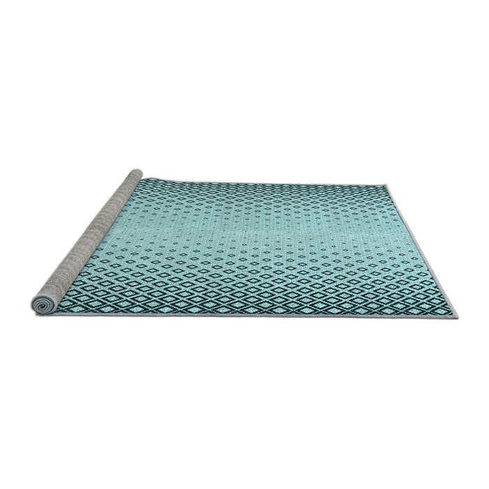 Sideview of Machine Washable Transitional Deep-Sea Green Rug, wshpat3401lblu