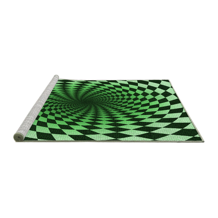 Sideview of Machine Washable Transitional Green Rug, wshpat3402grn