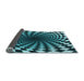 Thickness of Patterned Deep Teal Green Rug, pat3402lblu