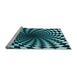 Sideview of Machine Washable Transitional Deep Teal Green Rug, wshpat3402lblu