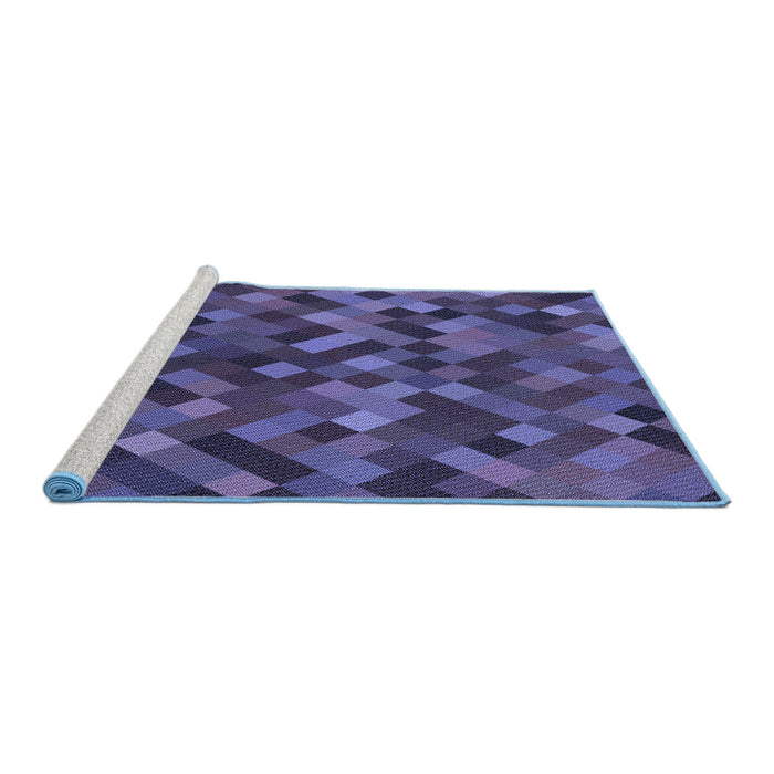 Sideview of Machine Washable Transitional Blue Rug, wshpat3406blu