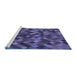 Sideview of Machine Washable Transitional Blue Rug, wshpat3406blu