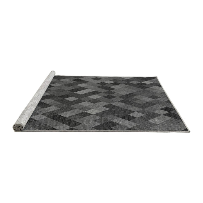 Sideview of Machine Washable Transitional Dark Gray Black Rug, wshpat3406gry