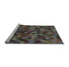 Sideview of Machine Washable Transitional Smokey Gray Rug, wshpat3406lblu