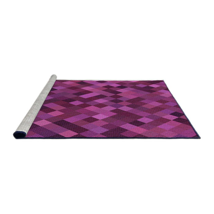 Sideview of Machine Washable Transitional Neon Pink Rug, wshpat3406pur