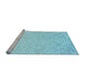 Sideview of Machine Washable Transitional Diamond Blue Rug, wshpat3407lblu