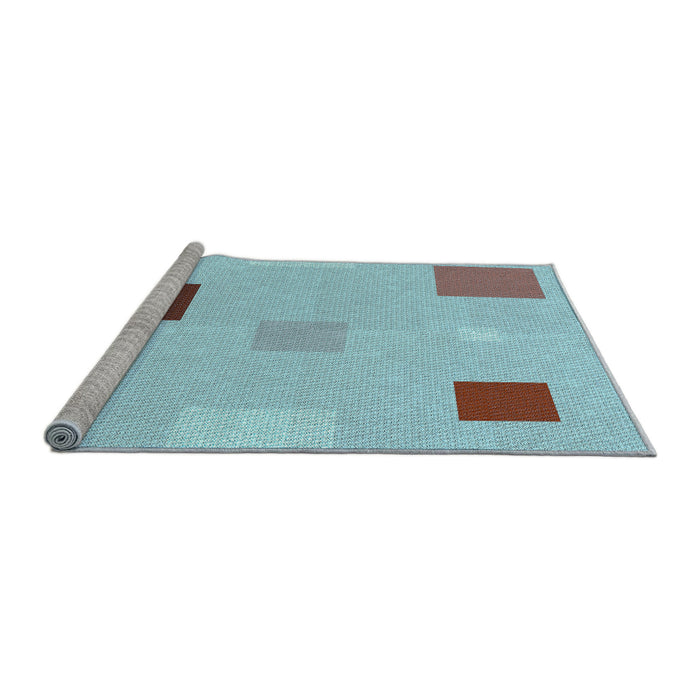 Sideview of Machine Washable Transitional Blue Rug, wshpat3409lblu