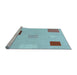 Sideview of Machine Washable Transitional Blue Rug, wshpat3409lblu
