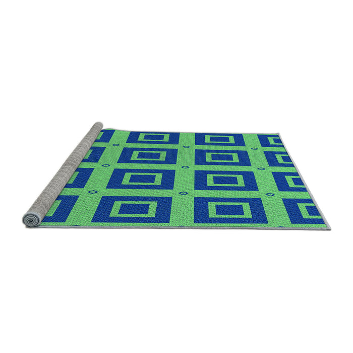 Sideview of Machine Washable Transitional Neon Green Rug, wshpat3410lblu