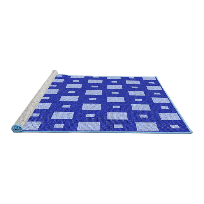 Sideview of Machine Washable Transitional Sky Blue Rug, wshpat3411blu