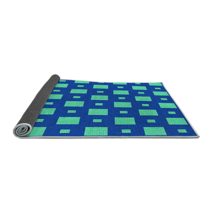 Thickness of Patterned Dark Turquoise Green Rug, pat3411lblu
