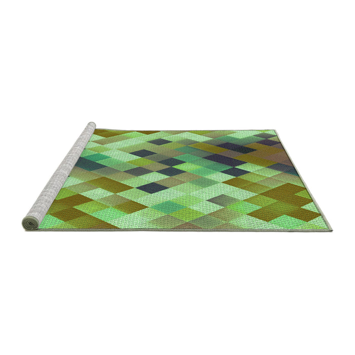 Sideview of Machine Washable Transitional Fern Green Rug, wshpat3412grn