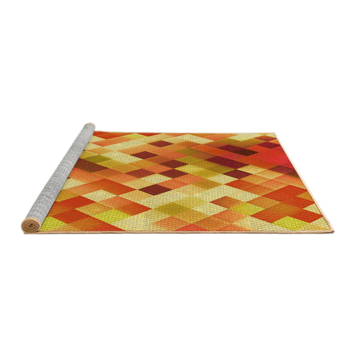 Sideview of Machine Washable Transitional Orange Rug, wshpat3412yw
