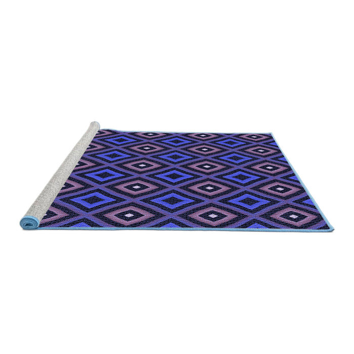 Sideview of Machine Washable Transitional Night Blue Rug, wshpat3416blu