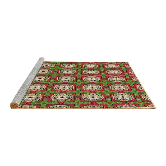 Sideview of Machine Washable Transitional Fire Brick Red Rug, wshpat3417brn