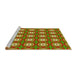 Sideview of Machine Washable Transitional Green Rug, wshpat3417yw