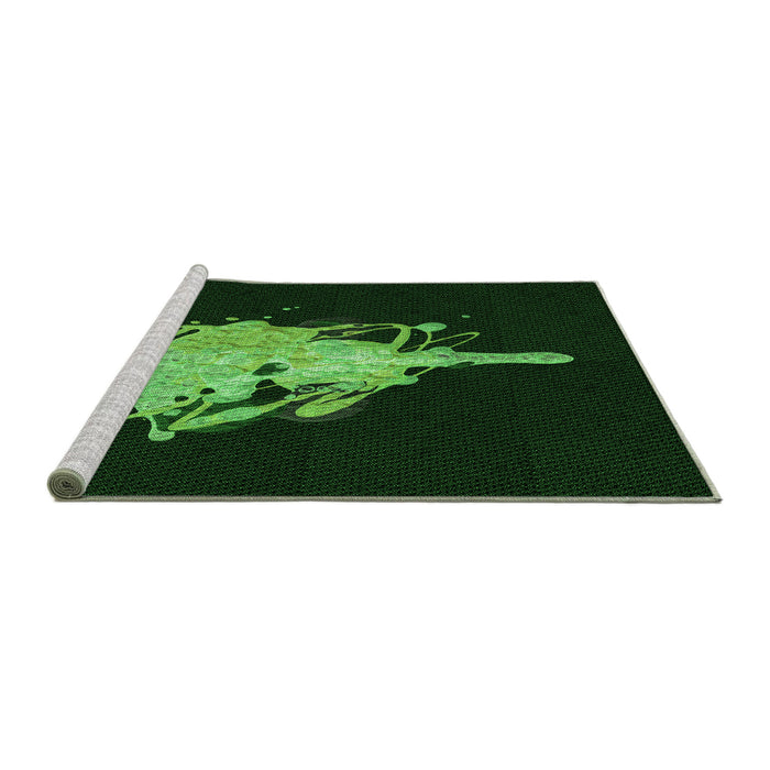 Sideview of Machine Washable Transitional Black Rug, wshpat3418grn