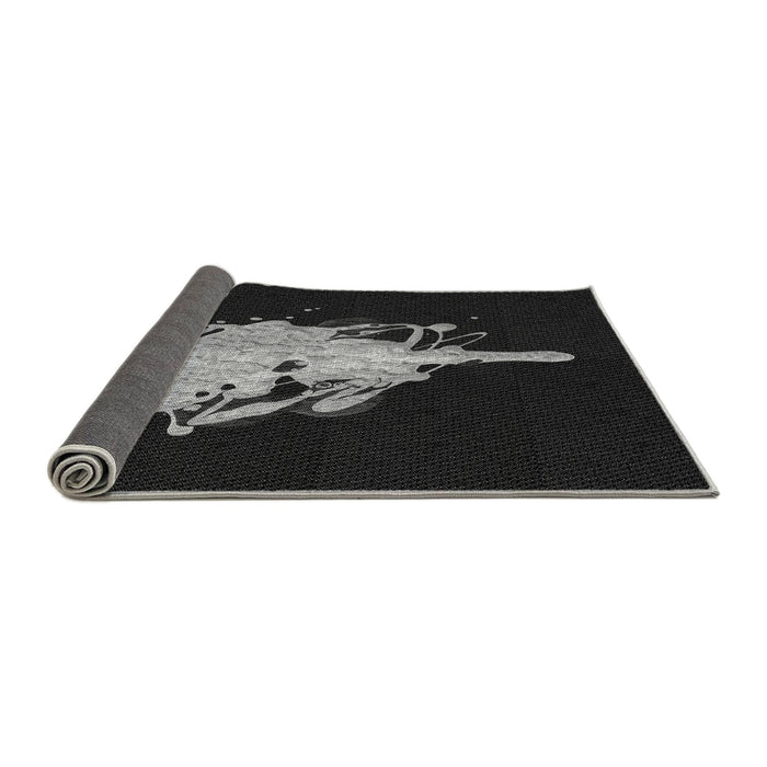 Thickness of Patterned Black Rug, pat3418gry