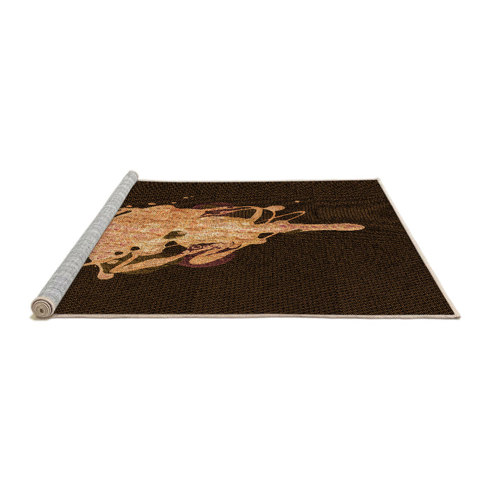 Sideview of Machine Washable Transitional Saddle Brown Rug, wshpat3418org