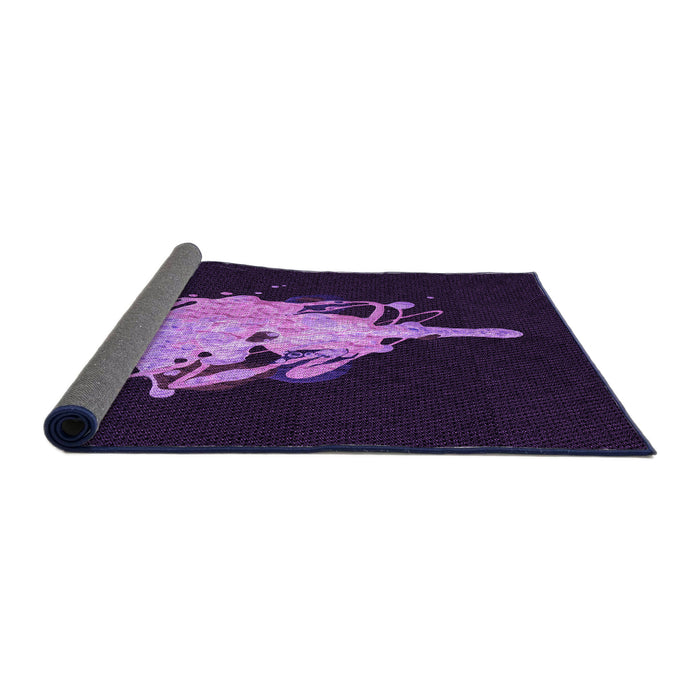 Thickness of Patterned Purple Violet Purple Rug, pat3418pur
