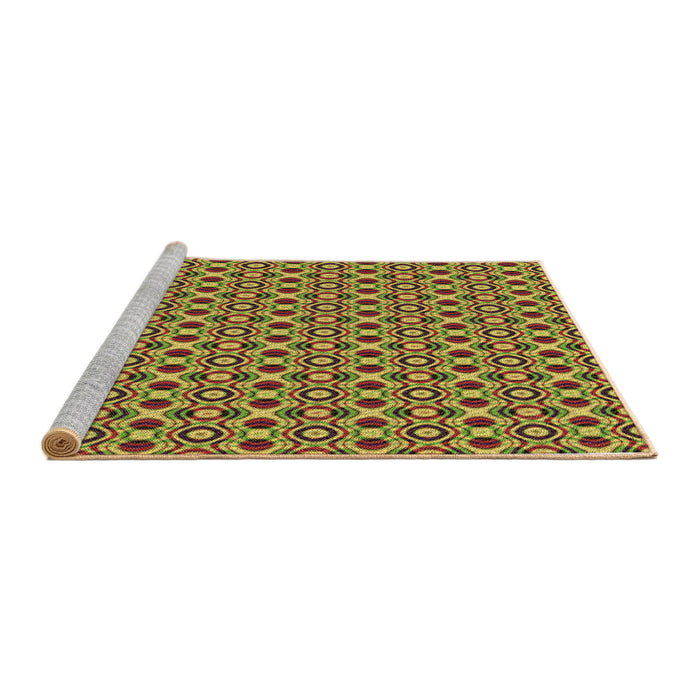 Sideview of Machine Washable Transitional Green Rug, wshpat342brn