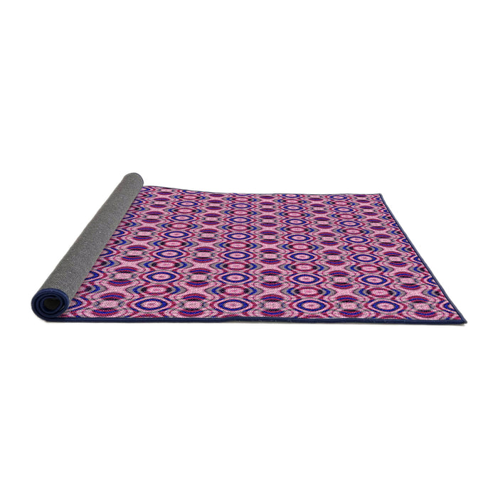 Thickness of Patterned Dark Magenta Purple Rug, pat342pur