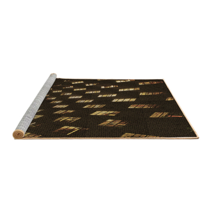 Sideview of Machine Washable Transitional Black Rug, wshpat3420brn