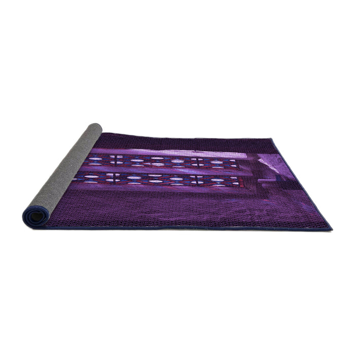 Thickness of Patterned Purple Violet Purple Rug, pat3421pur