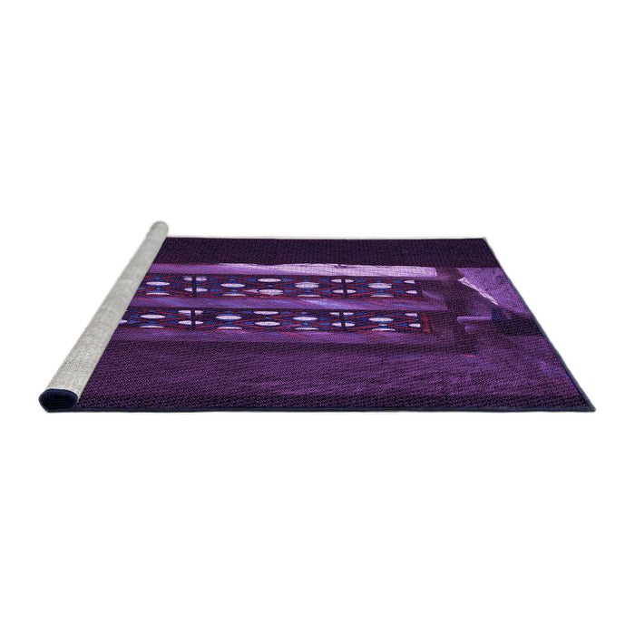 Sideview of Machine Washable Transitional Purple Violet Purple Rug, wshpat3421pur