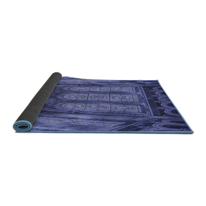 Thickness of Patterned Light Slate Blue Rug, pat3422blu
